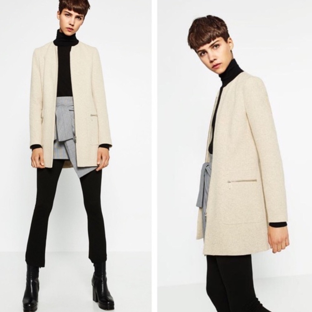 NWT Zara flecked zip front Frock coat - Picture 6 of 16